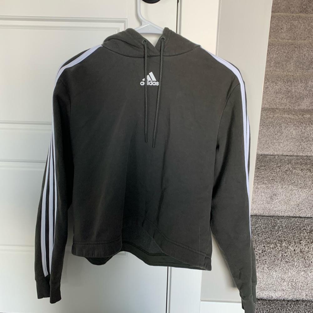 Dark Green Cropped Adidas Hoodie